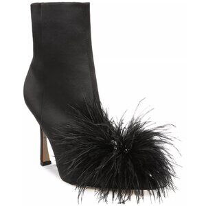 200$ Sam Edelman Ency Feather Dress Ankle Heel Booties Women's Size 8 US Black